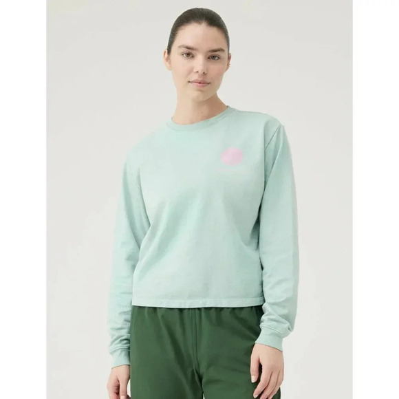 Outdoor Voices Circle Logo Cropped Sweatshirt Green | S - Picture 2 of 8